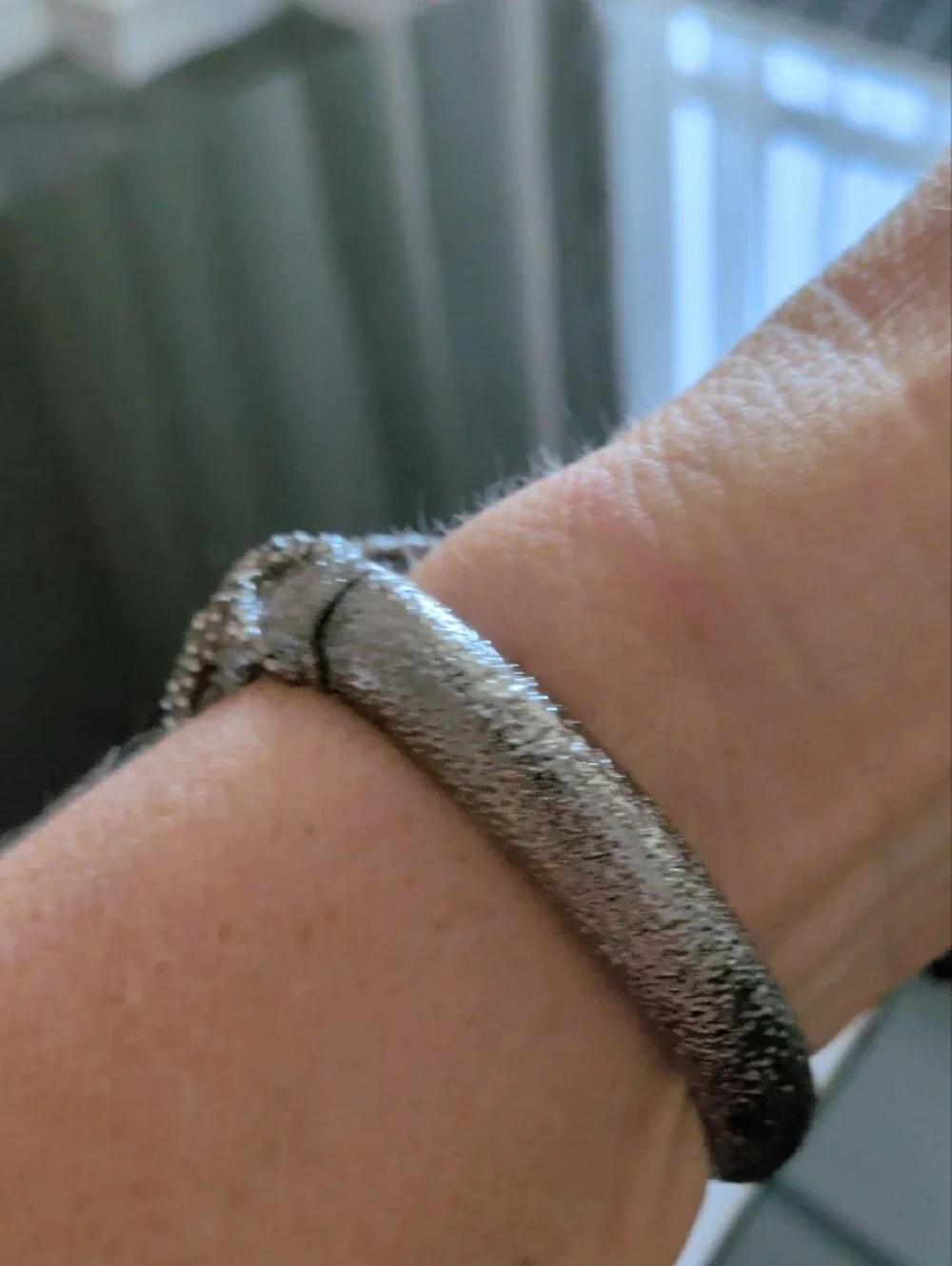 tba Silver-Tone Cuff Bracelet with Smoky Black and Gray Faceted Stones